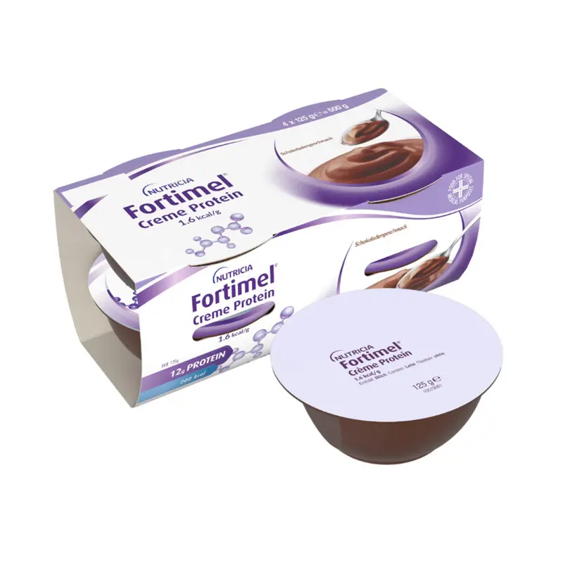Fortimel Creme Protein 1.6Kcal Chocolate Κρέμα για τη Διαιτητική Διαχείριση της Δυσθρεψίας Σοκολάτα, 4x125gr