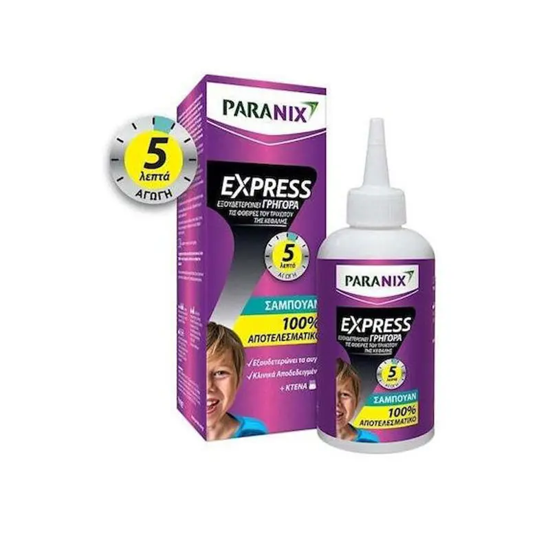 Paranix Express Shampoo, Αντιφθειρικό Σαμπουάν και Χτένα, 200ml