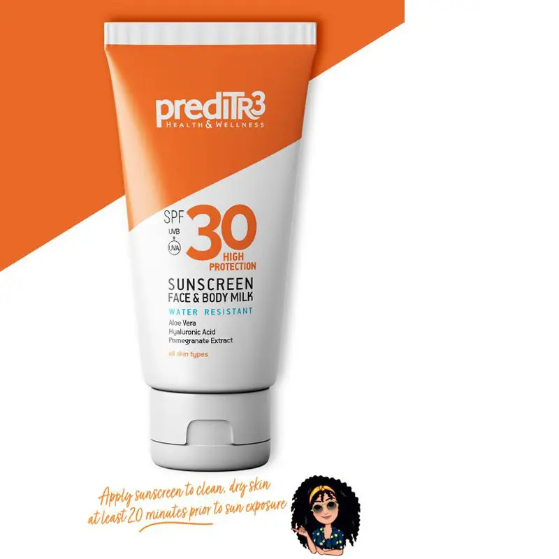 Preditr3 Sunscreen Face & Body Milk spf30, Αντηλιακό Γαλάκτωμα Προσώπου και Σώματος spf30,  με Υαλουρονικό Οξύ, Προβιταμίνη Β5, Αλόη, Ρόδι και Βιταμίνη Ε, 150ml