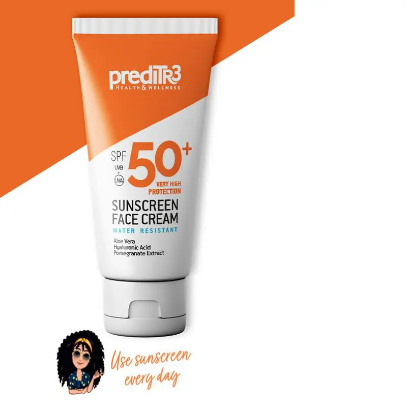 Preditr3 Sunscreen Face Cream spf50+, Αντηλιακή Κρέμα για το Πρόσωπο spf50+,  με Υαλουρονικό Οξύ, Προβιταμίνη Β5, Αλόη, Ρόδι και Βιταμίνη Ε, 50ml