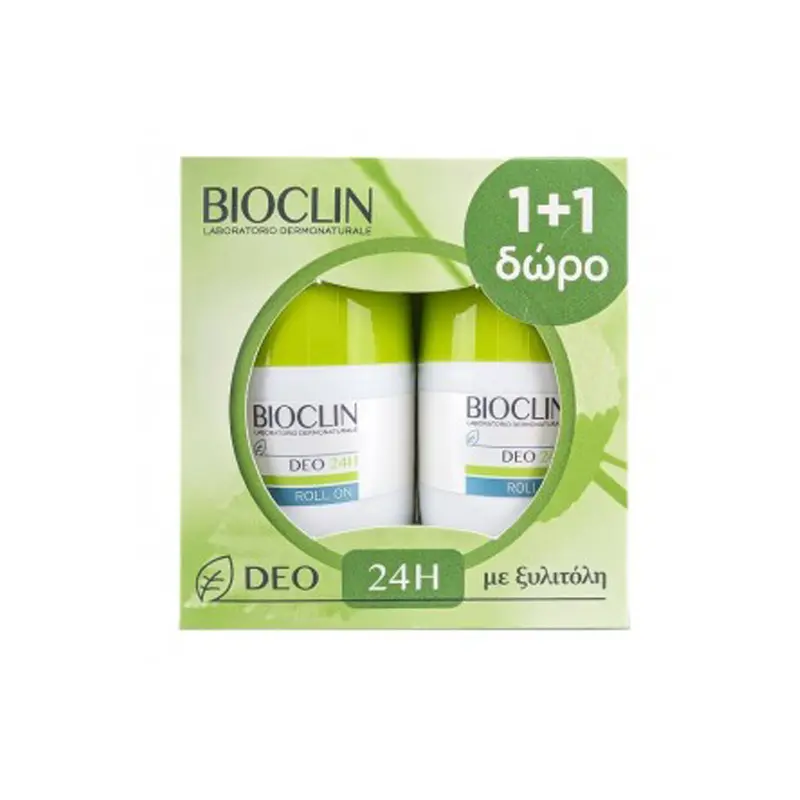 Bioclin Deo 24h Roll On 1+1 Δώρο, Αποσμητικό για όλη τη διάρκεια της ημέρας, 2x50ml