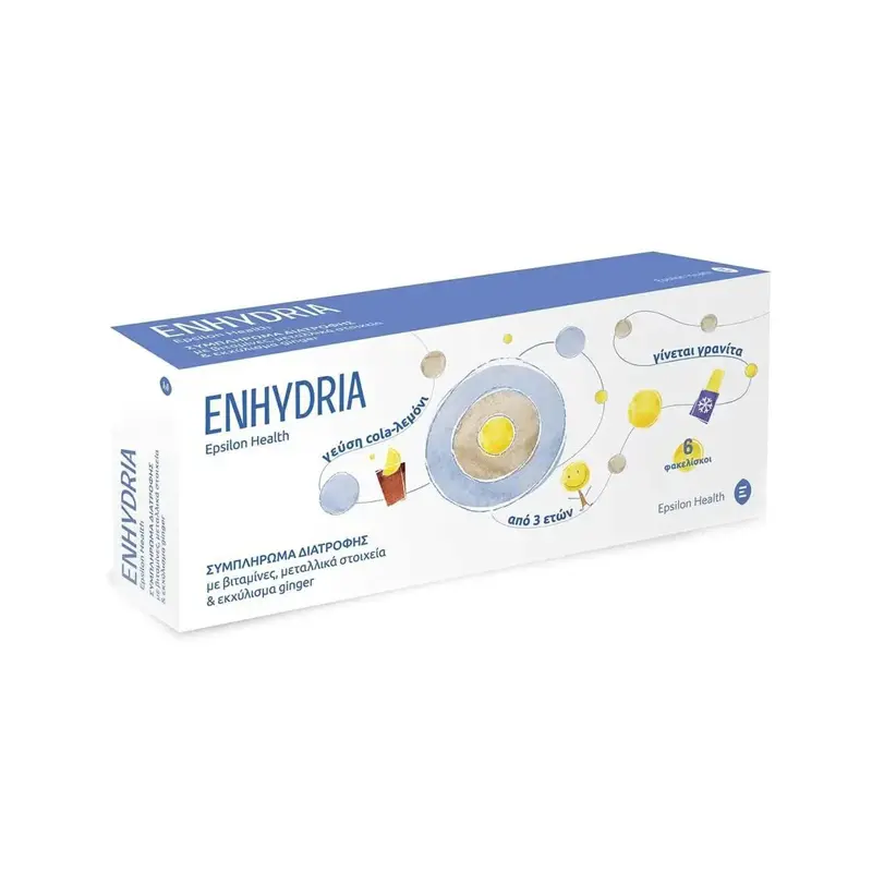 Epsilon Health Enhydria, Συμπλήρωμα Διατροφής Αναπλήρωση Ηλεκτρολυτών με Γεύση Cola-Λεμόνι, 6 φακελίσκοι x 15ml