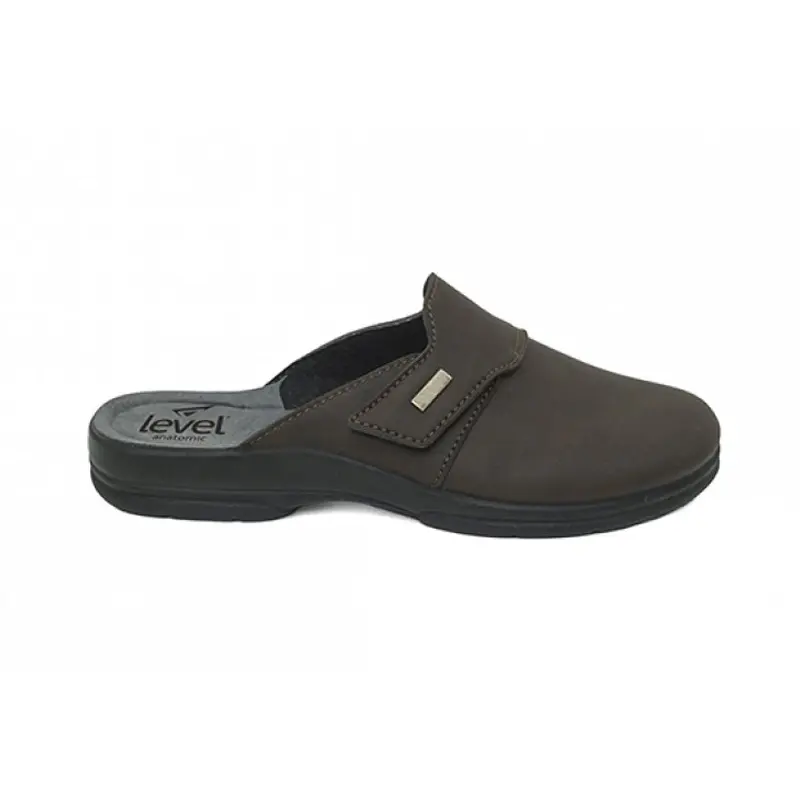 Level Anatomic Ανδρική παντόφλα με velcro 4064, Dark Brown