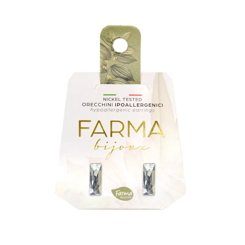 Farma Bijoux Υποαλλεργικά Σκουλαρίκια 16C01 Κρύσταλλα Baguette12x4mm, 1 ζευγάρι