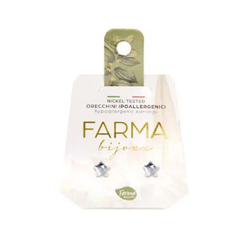 Farma Bijoux Υποαλλεργικά Σκουλαρίκια BE42C01 Αστέρια Διάφανα 10mm, 1 ζευγάρι