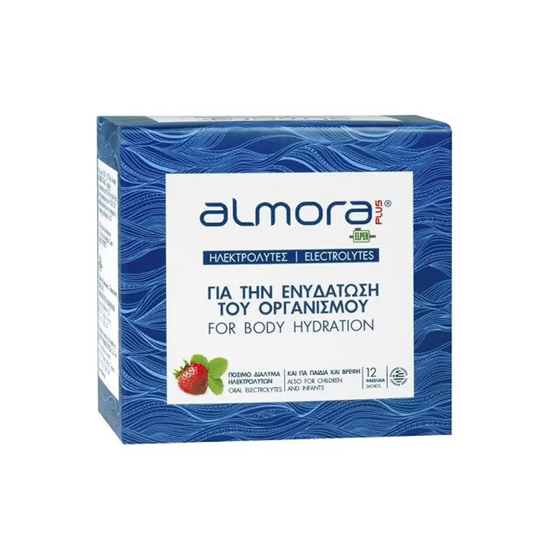 Almora Sachets, Ηλεκτρολύτες για την ενυδάτωση του οργανισμού με γεύση Φράουλα, 12 φακελάκια