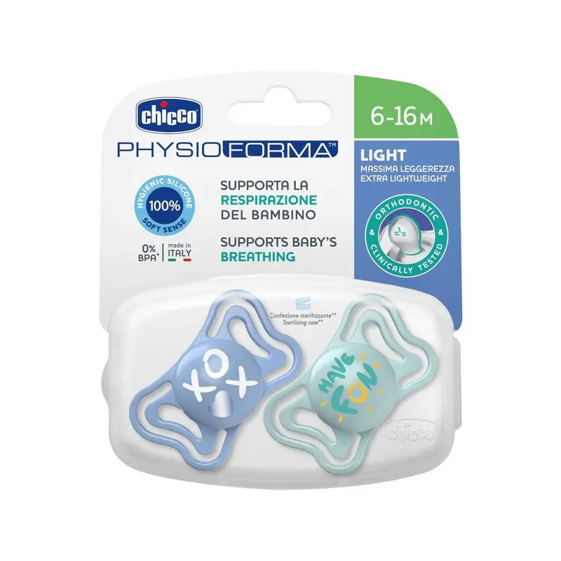 Chicco Πιπίλα PhysioForma Light 6-16 Μηνών, ΜΠΛΕ, 2 τεμάχια