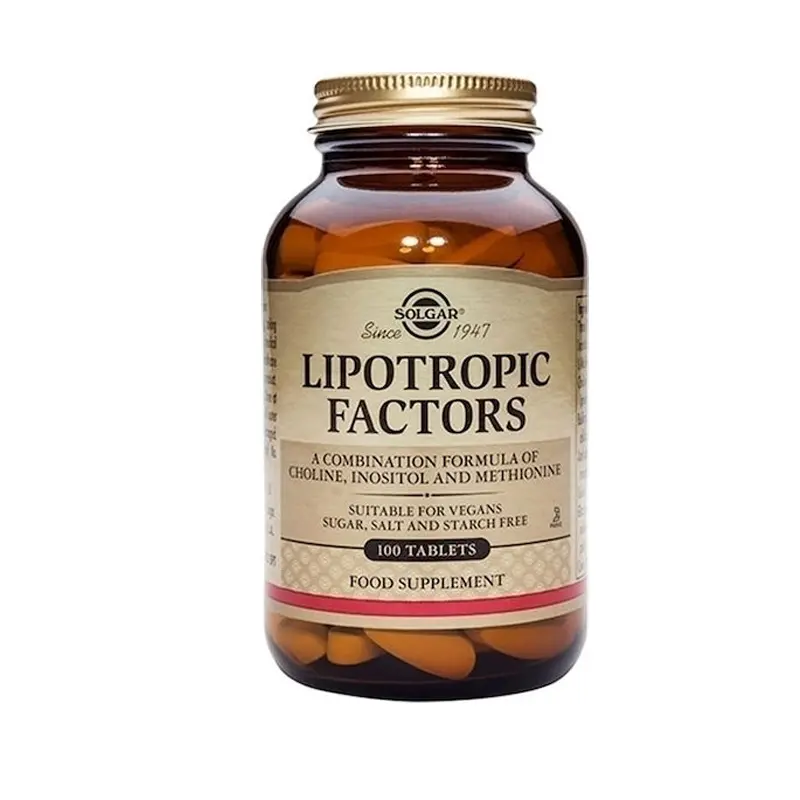 Solgar Lipotropic Factors, Συμπλήρωμα Διατροφής που συμβάλλει στην ενίσχυση της λειτουργίας του μεταβολισμού, 100 δισκία