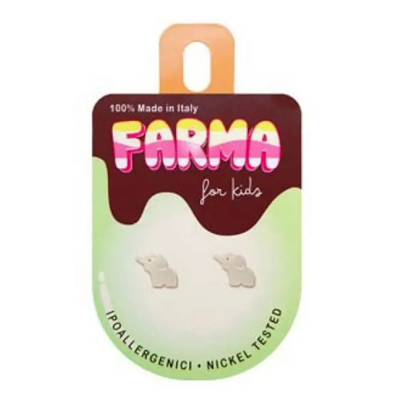 Farma Bijoux for Kids A586, Υποαλλεργικά Σκουλαρίκια Ελεφαντάκια Ασημί 8mm, 1 ζευγάρι
