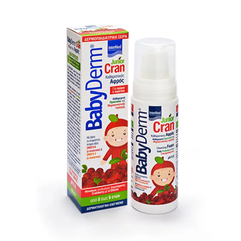 Babyderm Junior Cran, Αφρός καθημερινού καθαρισμού της γεννητικής περιοχής για αγόρια & κορίτσια, 150ml
