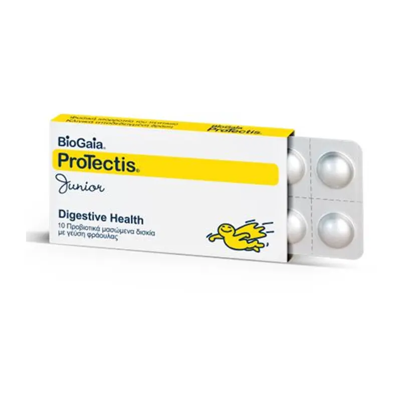 BioGaia ProTectis Junior, Προβιοτικά σε Μασώμενα Δισκία με γεύση φράουλα, 10 μασώμενα δισκία