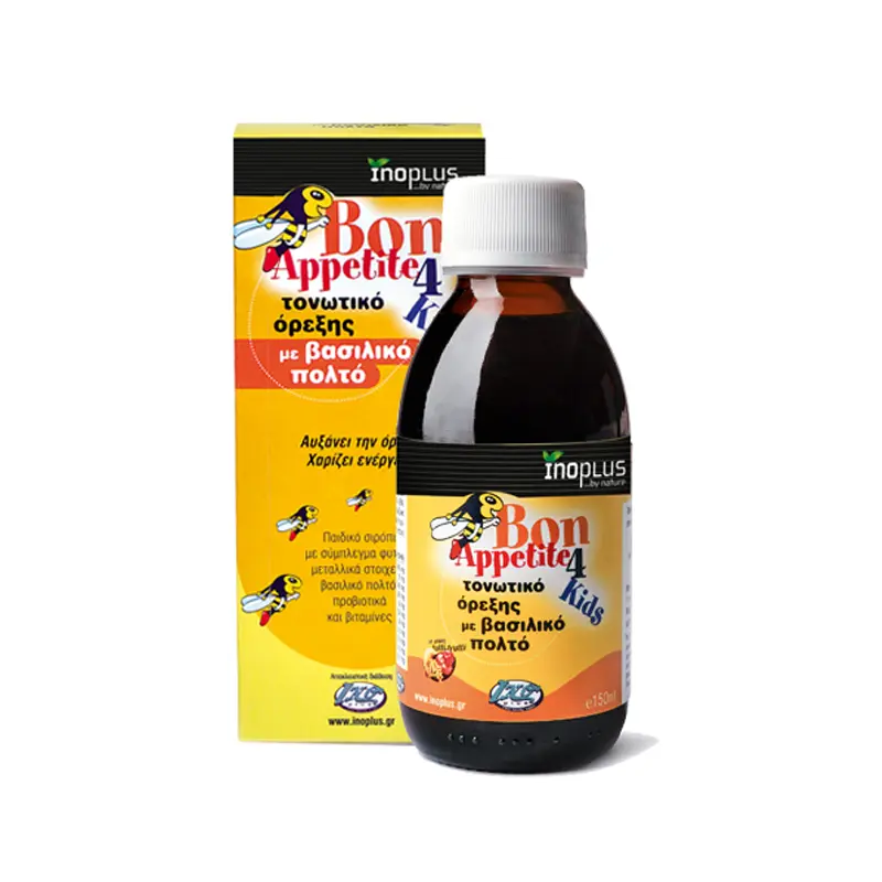 Inoplus Bon Appetit Kids, Τονωτικό Σιρόπι Όρεξης για παιδιά με Βασιλικό Πολτό, 150ml