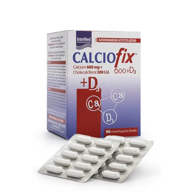 Intermed Calciofix tablets, Καταπινόμενα δισκία 600mg ασβεστίου + 200IU D3, 90 δισκία