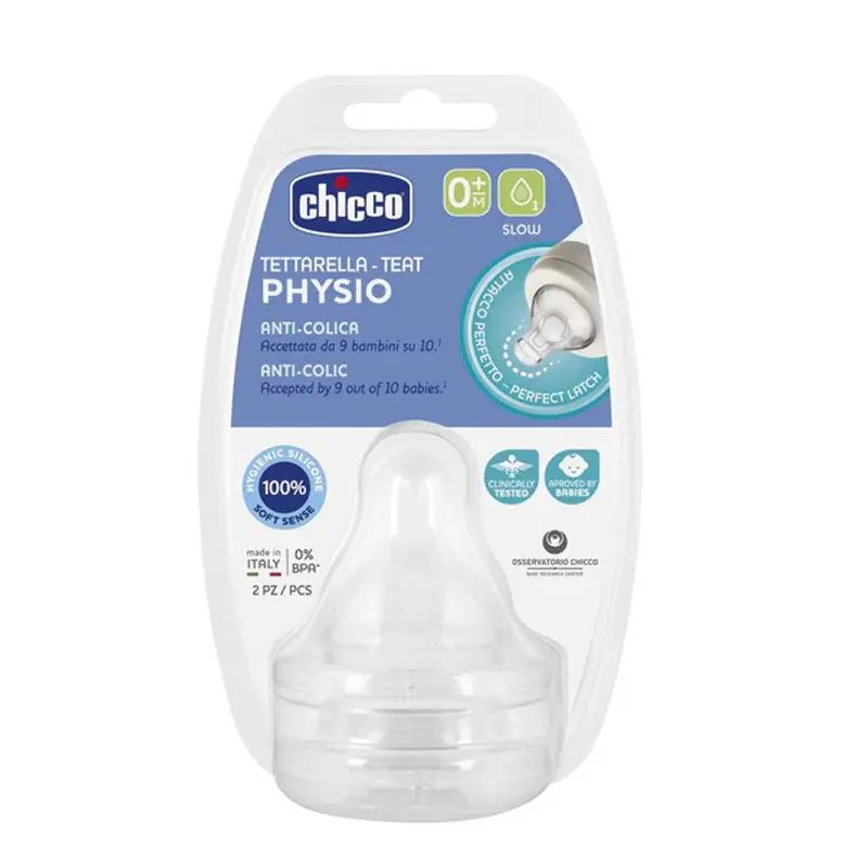 Chicco Θηλή Σιλικόνης Physio Perfect 5 Κανονική Ροή 0+ μηνών, 2 τεμάχια