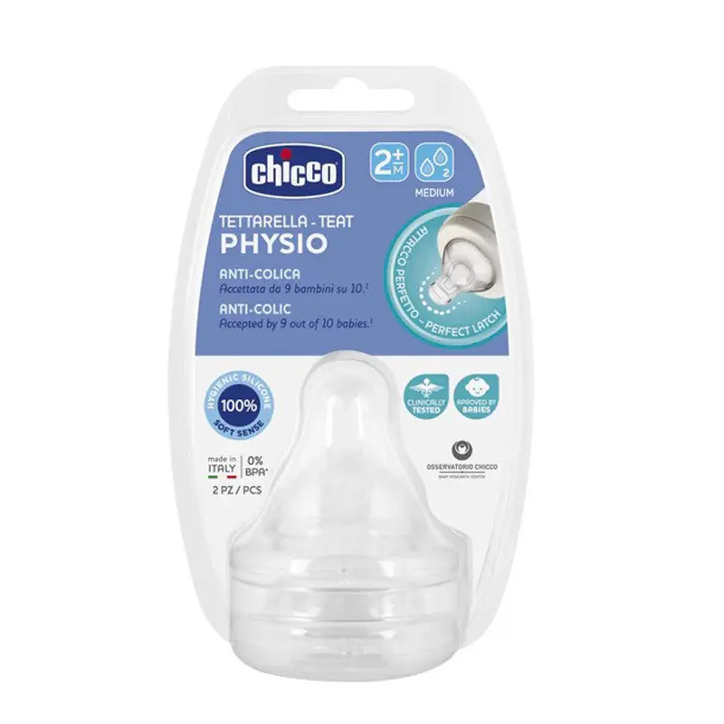Chicco Θηλή Σιλικόνης Physio Perfect 5 Μέτρια Ροή 2+ μηνών, 2 τεμάχια