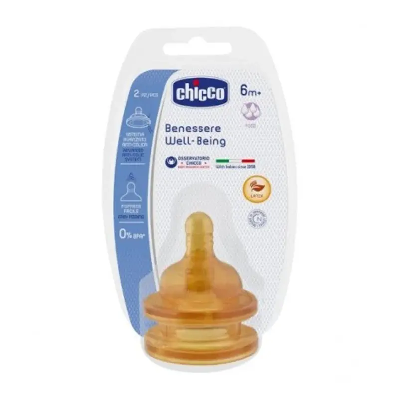 Chicco Θηλή Καουτσούκ Well - Being Ροή Φαγητού 6+ μηνών, 2 τεμάχια