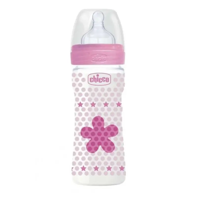 Chicco Μπιμπερό Πλαστικό Well Being 2+ Μηνών, Ροζ, 250ML