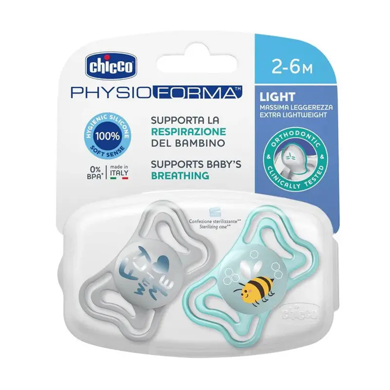 Chicco Πιπίλα PhysioForma Light 2-6 Μηνών, ΜΠΛΕ, 2 τεμάχια