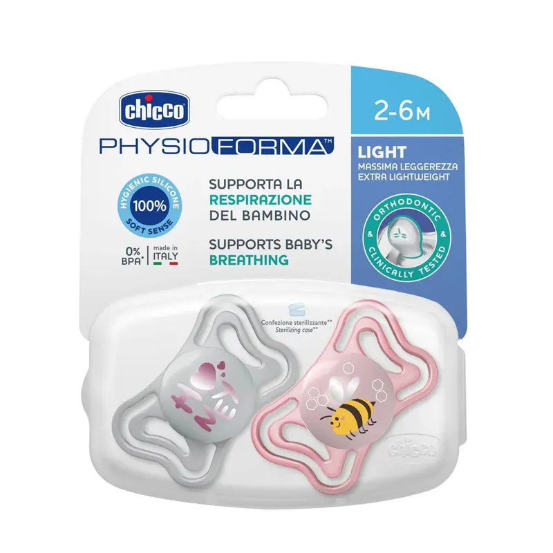 Chicco Πιπίλα PhysioForma Light 2-6 Μηνών, ΡΟΖ, 2 τεμάχια