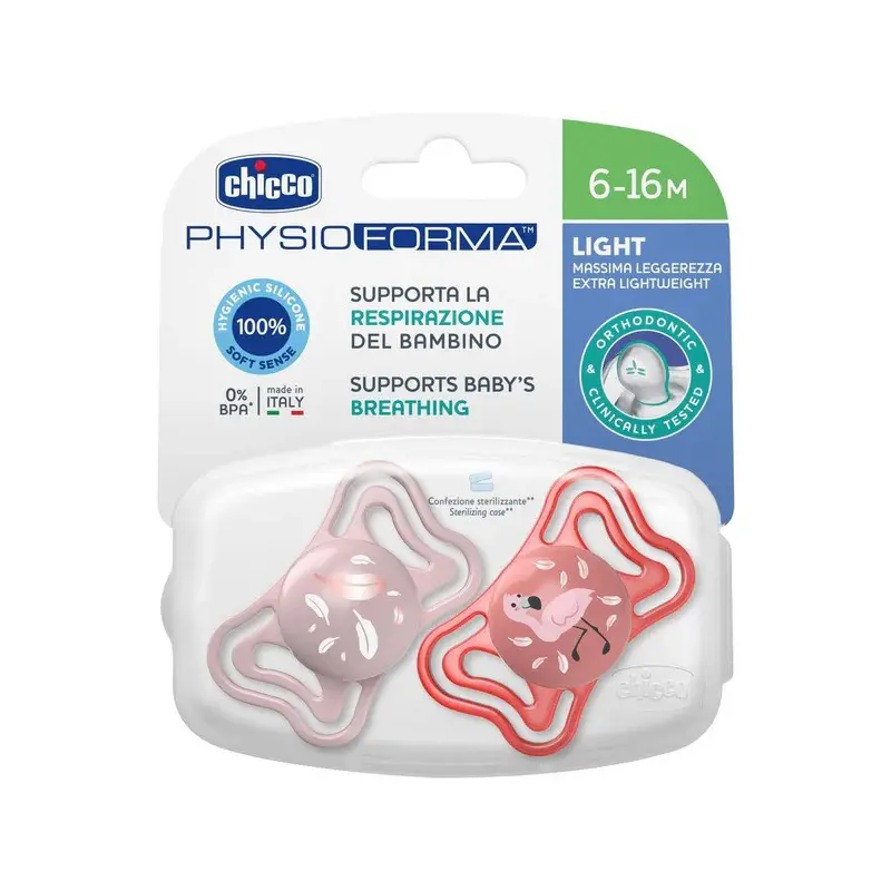 Chicco Πιπίλα PhysioForma Light 6-16 Μηνών, ΡΟΖ , 2 τεμάχια