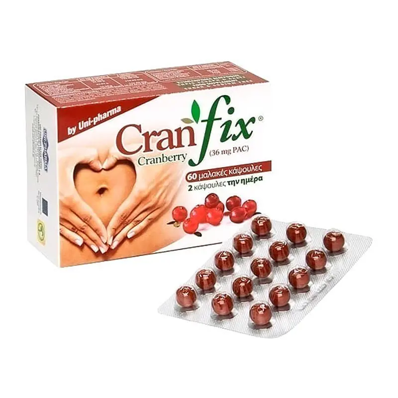 Uni-Pharma Cranfix, Cranberry για την Αντιμετώπιση της Ουρολοίμωξης, 60 κάψουλες