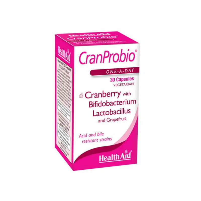 Health Aid CranProbio, Συνδυασμός εκχυλίσματος cranberry με προβιοτικά στελέχη, 30 caps