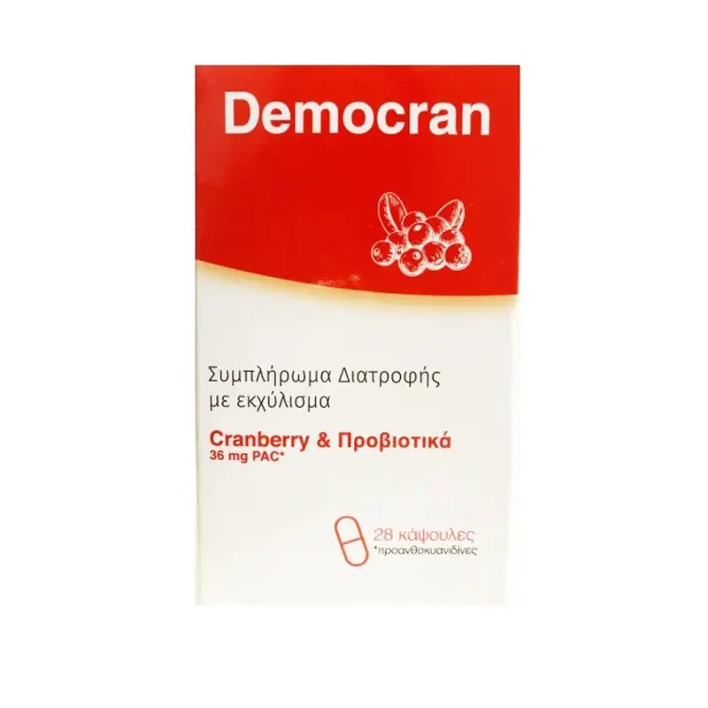 Democran Συμπλήρωμα Διατροφής Με Εκχύλισμα Cranberry με Προβιοτικά, 28 κάψουλες
