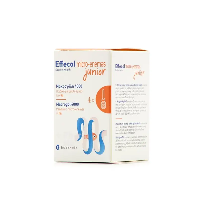 Epsilon Health Effecol Micro-Enemas Junior Macrogol 4000, 4 μικροκλύσματα παιδικά