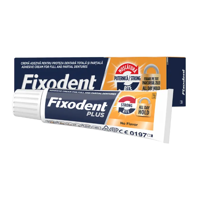 Fixodent Plus Strong Bite, Στερεωτική Κρέμα για Oλικές & Mερικές Oδοντοστοιχίες, 40ml