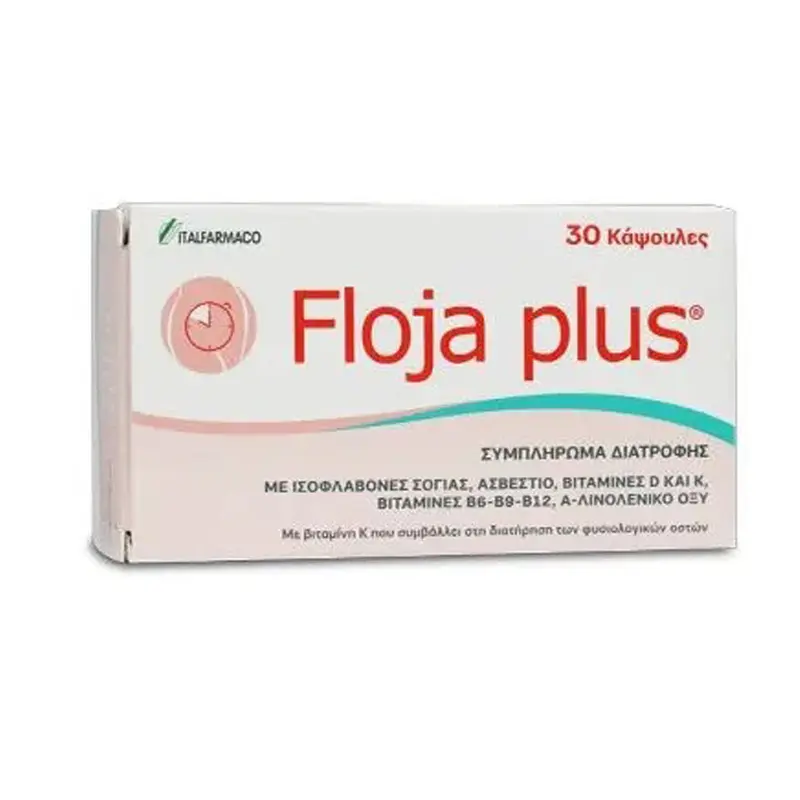 Floja Plus, Συμπλήρωμα Διατροφής σχεδιασμένο για την αντιμετώπιση των συμπτωμάτων της εμμηνόπαυσης, 30 κάψουλες