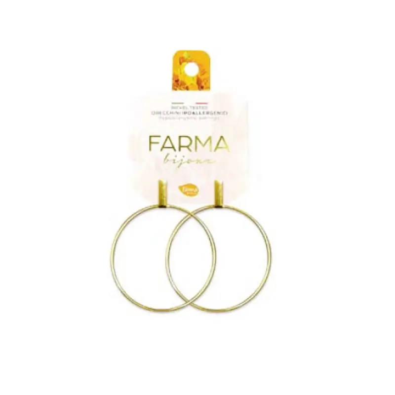 Farma Bijoux Υποαλλεργικά Σκουλαρίκια BECG555-40 Λεπτοί Επιχρυσωμένοι Κρίκοι 40mm, 1 ζευγάρι