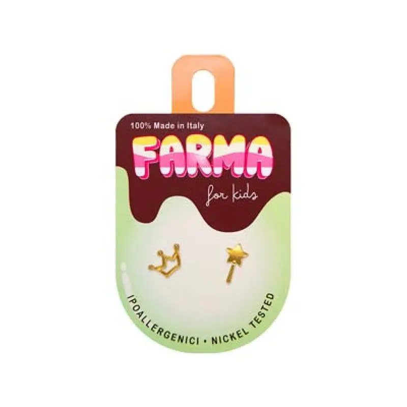 Farma Bijoux for Kids G587, Υποαλλεργικά Σκουλαρίκια Μαγικό Ραβδί & Στέμμα, 1 ζευγάρι