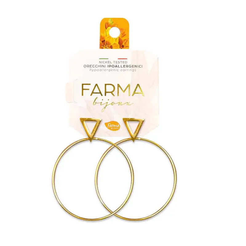 Farma Bijoux Υποαλλεργικά Σκουλαρίκια BECG602-40 Λεπτοί Κρίκοι με βάση Τρίγωνο 40mm, 1 ζευγάρι