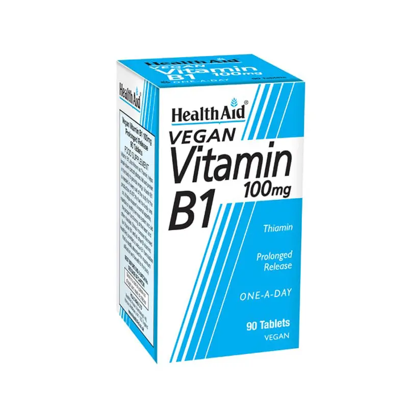 Health Aid Vitamin B1 100mg, Συμπλήρωμα Διατροφής με Θειαμίνη, Ιδανική σε Περιπτώσεις Χρόνιας Κόπωσης, 90 δισκία βραδείας αποδέσμευσης