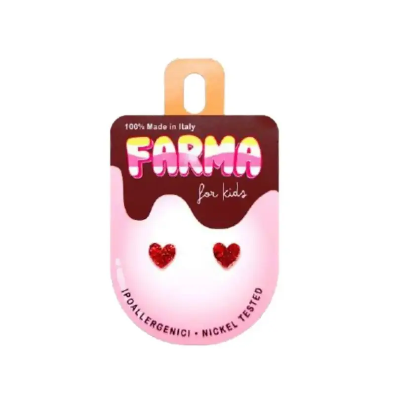 Farma Bijoux for Kids L615G, Υποαλλεργικά Σκουλαρίκια Κόκκινες Καρδιές 7.5mm, 1 ζευγάρι
