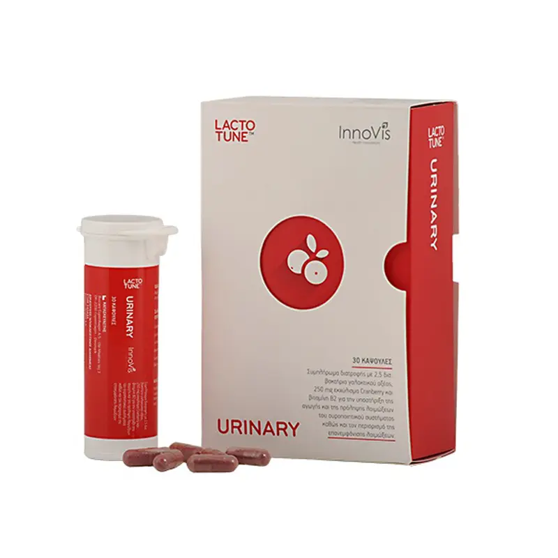 Innovis Lactotune Urinary, Ειδικό συμπλήρωμα για υποστήριξη της αγωγής των λοιμώξεων του ουροποιητικού συστήματος και την πρόληψη της εμφάνισης τους, 30 κάψουλες