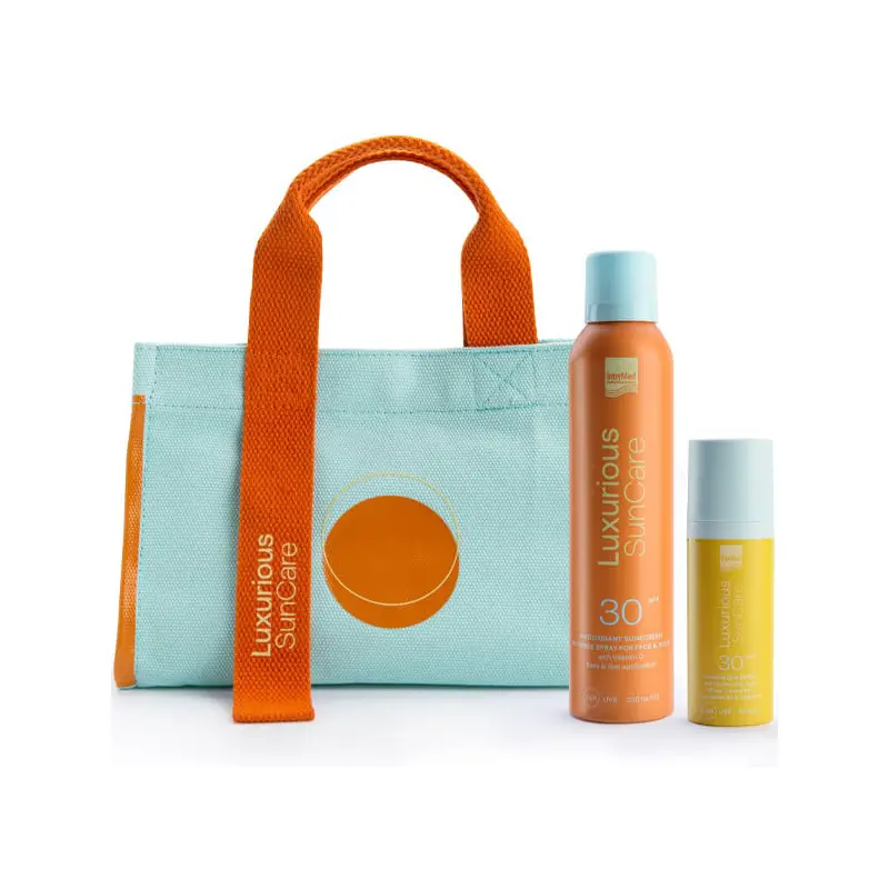 Luxurious SunCare Pack Face & Body, Luxurious Sun Care Αντηλιακός Ορός Προσώπου SPF 30, 50ml, Antioxidant Sunscreen Invisible Αντηλιακό Spray για Πρόσωπο & Σώμα SPF 30, 200ml & Δώρο Τσάντα Θαλάσσης