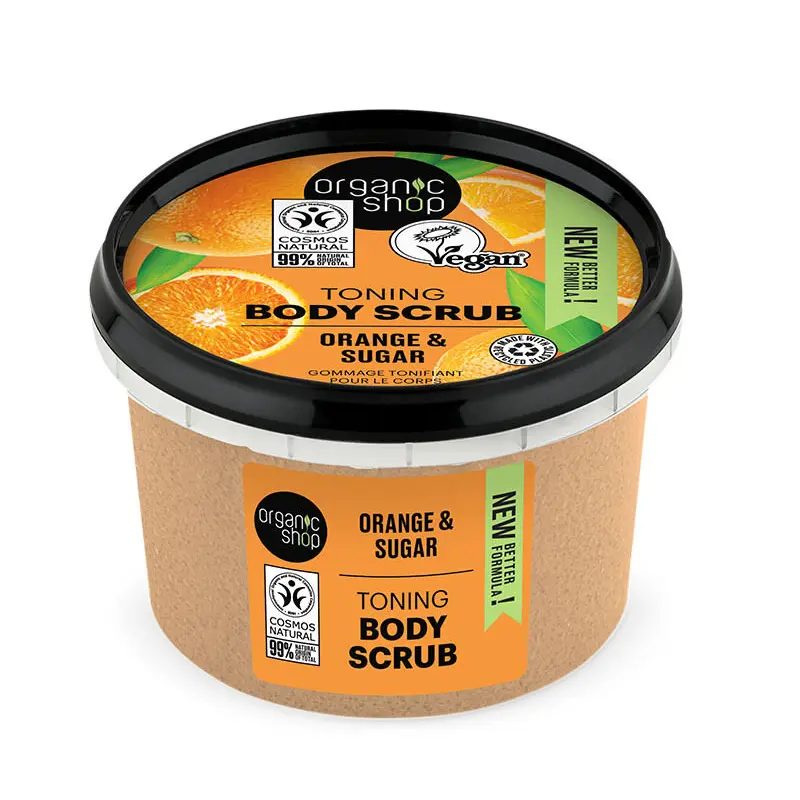 Natura Siberica Organic Shop Scrub σώματος τονωτικό, Πορτοκάλι & Ζάχαρη, 250ml