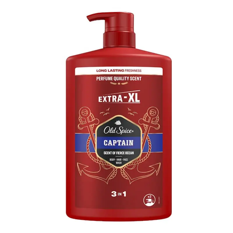 Old Spice Body-Hair-Face Wash Captain, Σαμπουάν & Αφρόλουτρο για Άνδρες, 1000ml