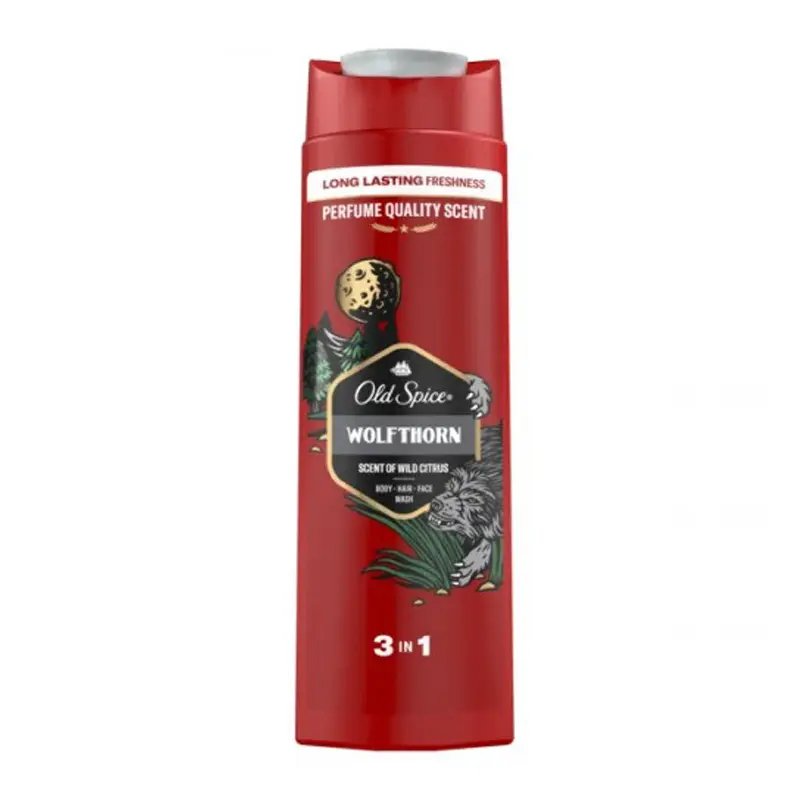 Old Spice Body-Hair-Face Wash Wolfthorn, Σαμπουάν & Αφρόλουτρο για Άνδρες, 400ml