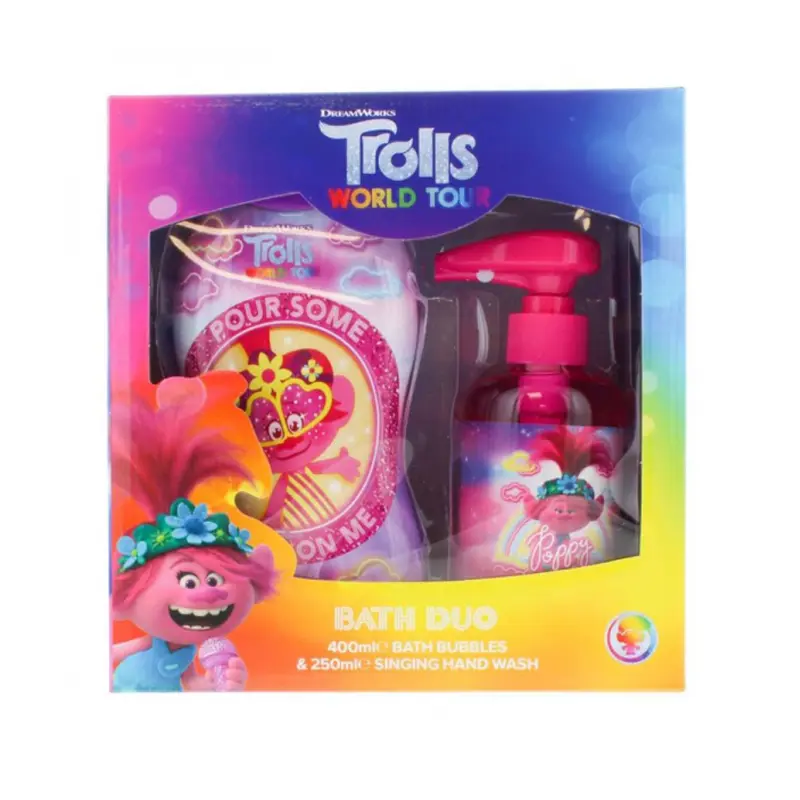 Disney Trolls Gift Set, Υγρό Κρεμοσάπουνο χεριών για παιδιά, με μελωδία, 250ml & Αφρόλουτρο, 400ml