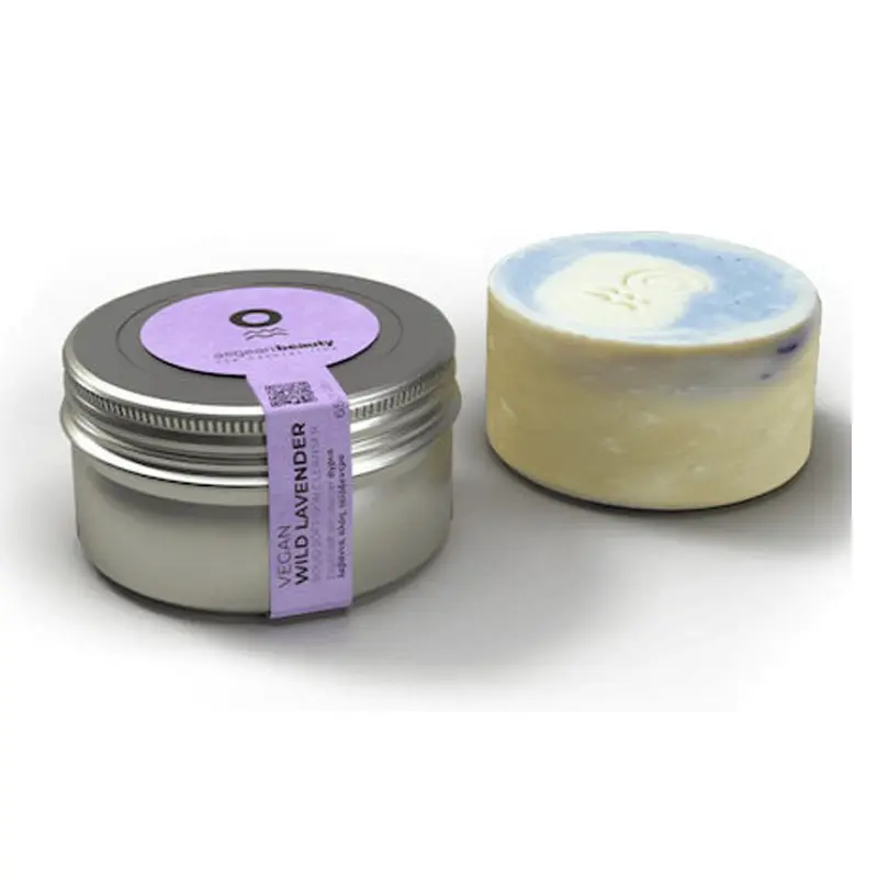 Aegean Beauty Vegan Wild Lavender Solid Soft Skin Cleanser, Απαλό Καθαριστικό Σε Στερεά Μορφή Με Άγρια Λεβάντα, 65gr
