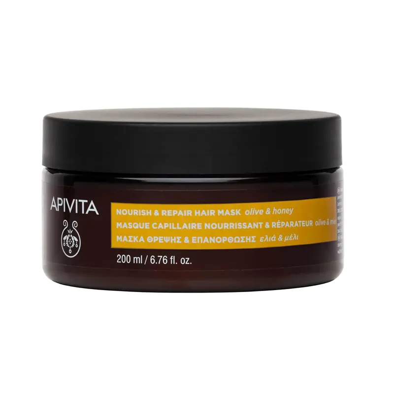 Apivita Nourish and Repair Hair Mask Olive & Honey, Πλούσια μάσκα για ξηρά και αφυδατωμένα μαλλιά με Ελιά και Μέλι, 200ml