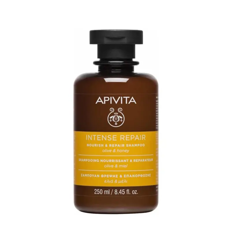 Apivita Shampoo Intense Repair, Σαμπουάν θρέψης και επανόρθωσης με Eλιά και Mέλι, 250ml