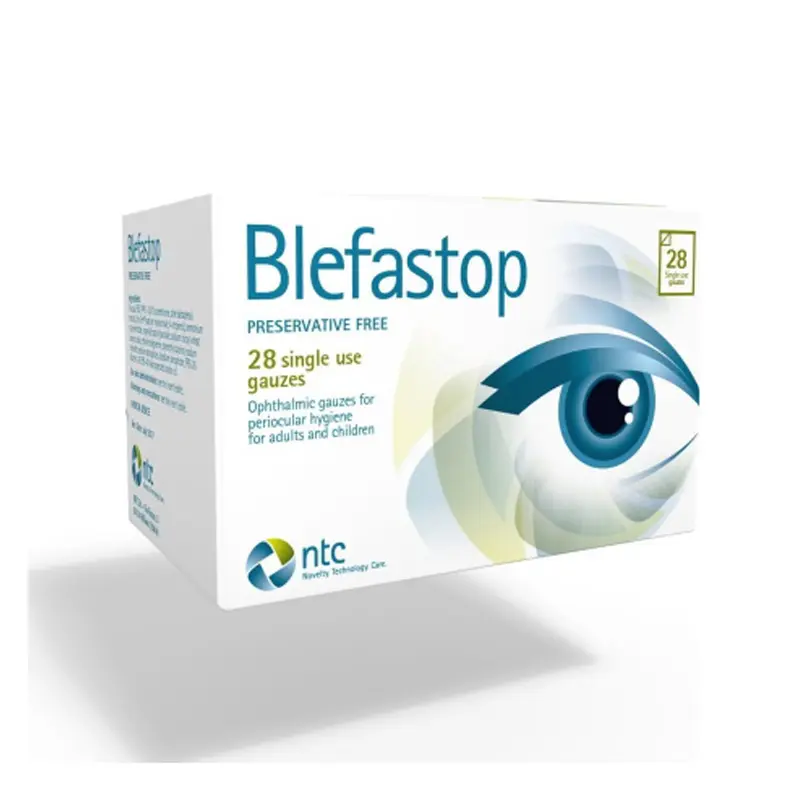 Blefastop Wipes, Οφθαλμικές Γάζες για περιοφθαλμική υγιεινή για ενήλικες και παιδιά, 28 γάζες