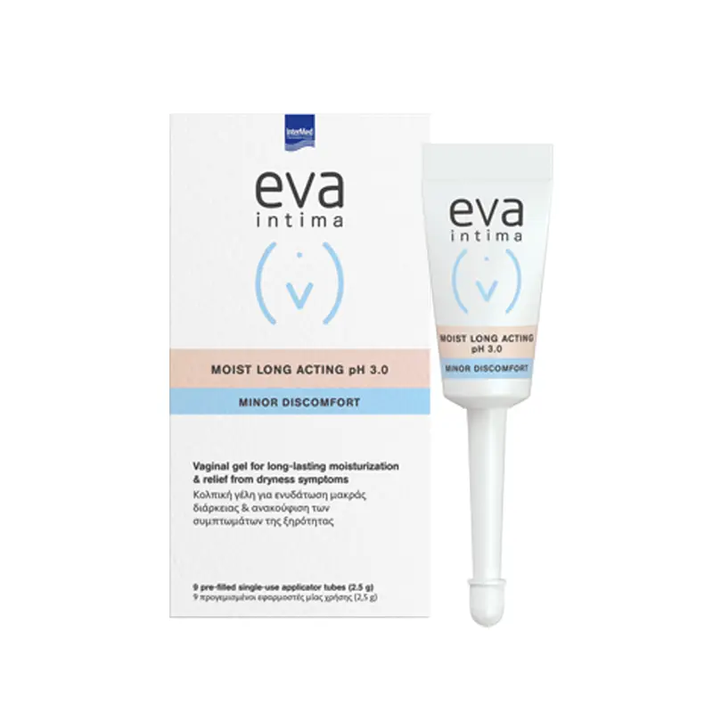 Eva Intima Moist Long Acting Gel 9 Applicators Υγραντική γέλη μακράς διάρκειας δράσης για την ανακούφιση της ξηρότητας του κόλπου, 9 προγεμισμένοι εφαρμοστές μιας χρήσης