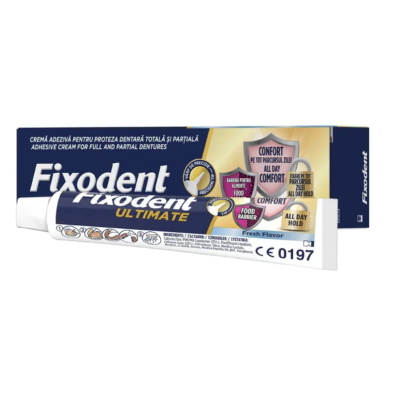 Fixodent Ultimate Fresh 40g Στερεωτική Κρέμα με Δυνατό Κράτημα για Τεχνητή Οδοντοστοιχία Κατά των Βακτηρίων που Παρέχει Προστασία στα Ούλα με Απαλή Γεύση Μέντας, 40gr