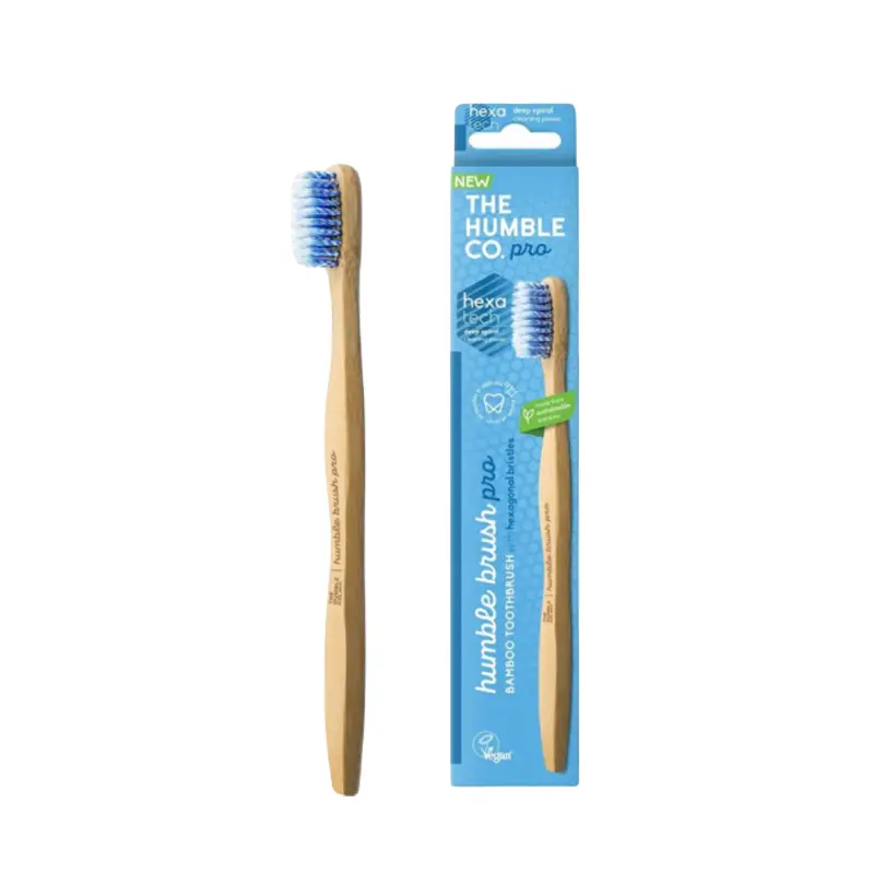 Humble Bamboo Toothbrush pro, Οδοντόβουρτσα από μπαμπού με εξαγωνικές τρίχες, Blue