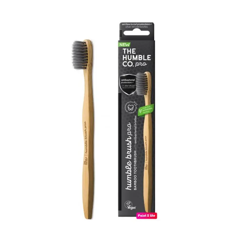 Humble Bamboo Toothbrush pro, Οδοντόβουρτσα από μπαμπού με αντιβακτηριδιακές τρίχες εμποτισμένες με ασήμι, Black