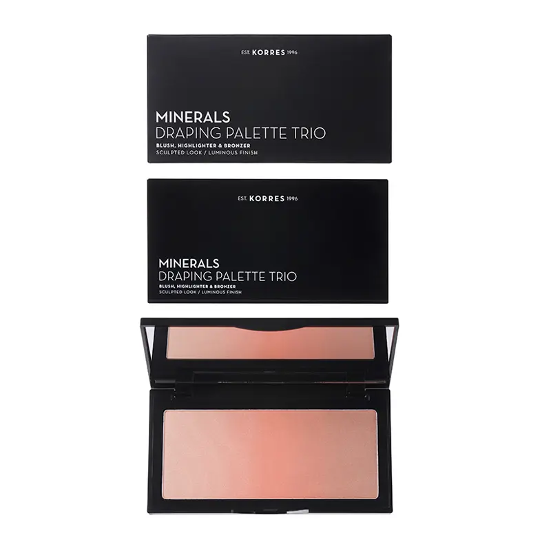 Korres Minerals Draping Palette Trio Coral για σμιλεμένη όψη και λαμπερό αποτέλεσμα, 1 τεμάχιο